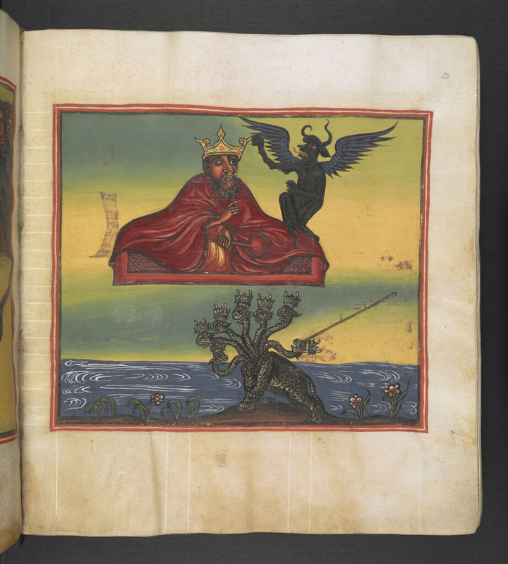 The beast rising from the sea, British Library Or 533, f.50r